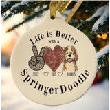 SpringerDoodles at the Beach Custom Christmas Porcelain 2024 Ornament All Doodles All Pets