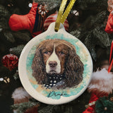 SpringerDoodles at the Beach Custom Christmas Porcelain 2024 Ornament All Doodles All Pets