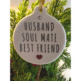 Husband Soul Mate Best Friend Porcelain Ornament Rhinestone Christmas