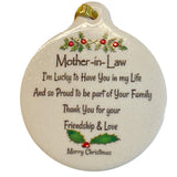 Mother In Law Special Bond Love Porcelain Christmas Ornament Rhinestone Family Friend