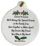 Cousin Porcelain Ornament Gift Boxed Friend Family Memories Special Bond - Laurie G Creations