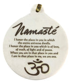 Namaste Yoga Golden Blessing Porcelain Ornament OHM Love Peace - Laurie G Creations