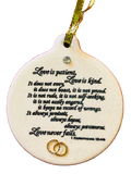 Corinthians 13.4 Love Is Patient Wedding Anniversary Porcelain Ornament Christmas Gift Boxed - Laurie G Creations