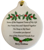 Dearest Friend Ever Porcelain Ornament Gift Boxed Christmas Best BFF - Laurie G Creations