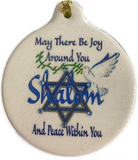 Hanukkah Dove Shalom Porcelain Ornament Star of David - Laurie G Creations